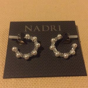 Nadri cz’s & faux pearl hoops